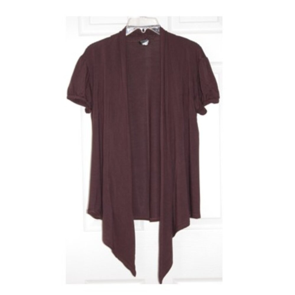 THX Elegant Dark Brown Open Front Rayon Top Women Size XL